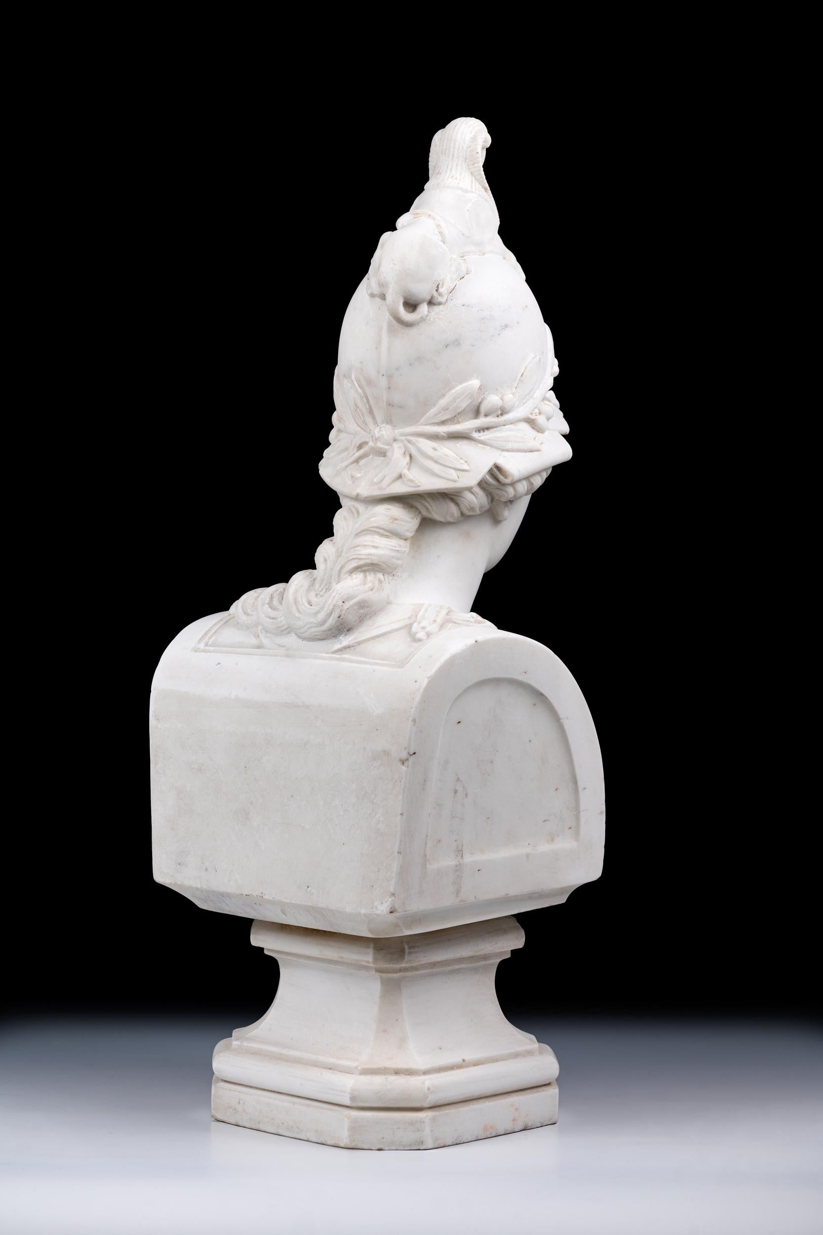 Hand-Carved 19th Century Italian Marble Bust Of Minerva Giustiniani / Athena Giustiniani