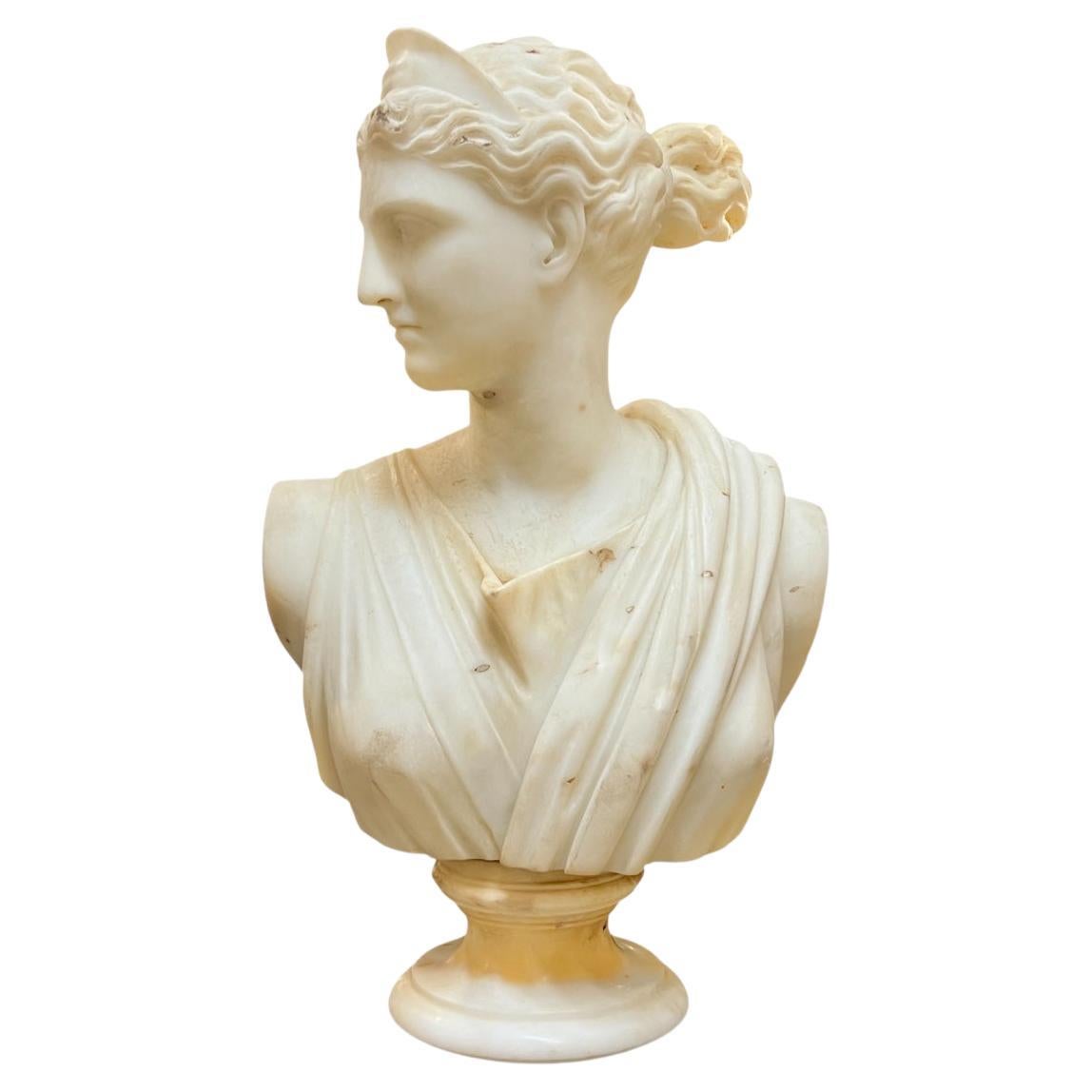 19th Century Italian Marble Bust of Roman Goddess Diana / Greek Artemis