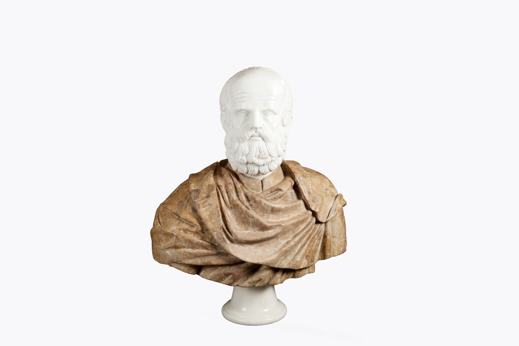Neoclassical 19th Century Italian Marble Bust of Socrates For Sale