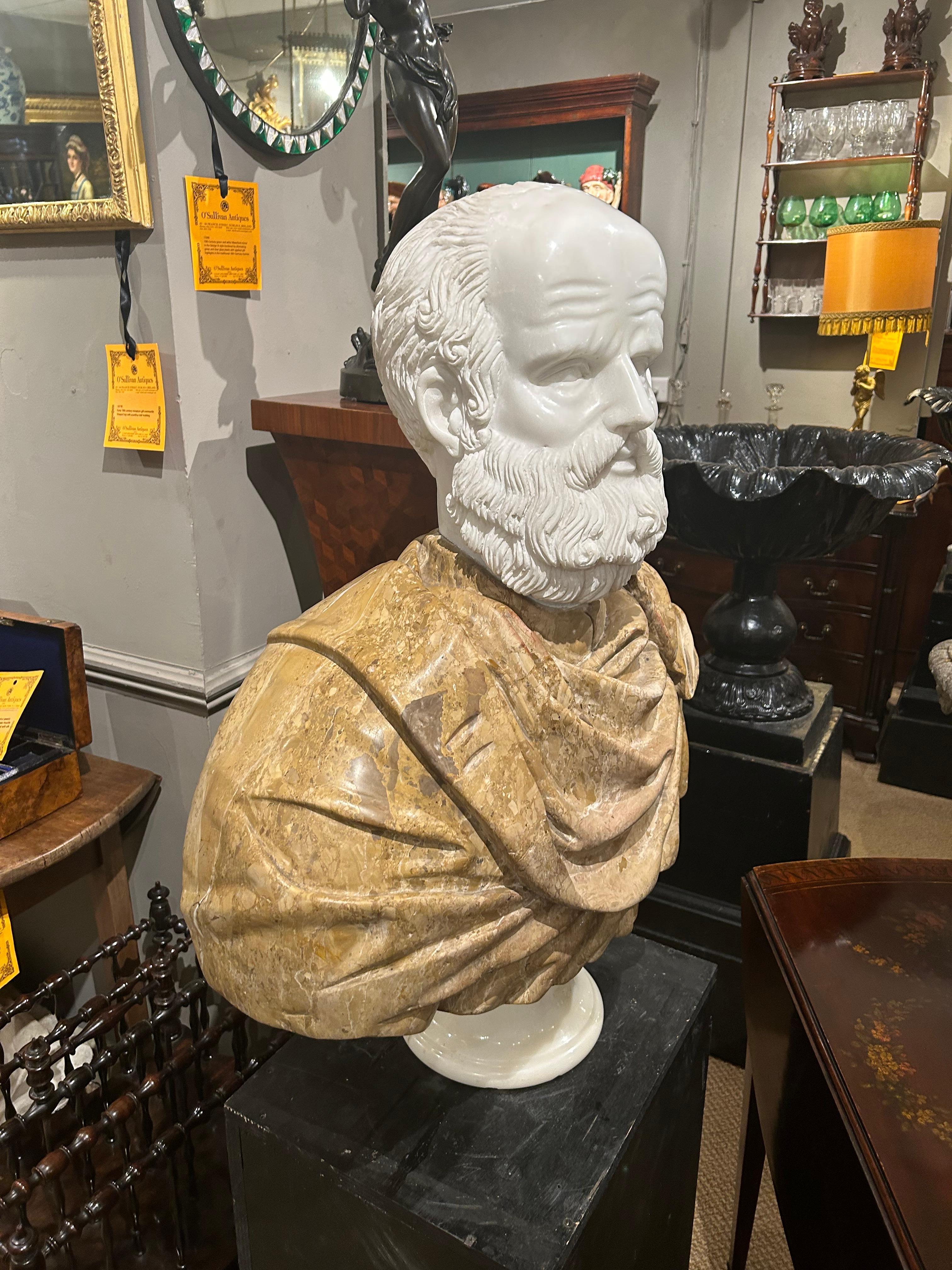 19th Century Italian Marble Bust of Socrates In Excellent Condition For Sale In Dublin 8, IE