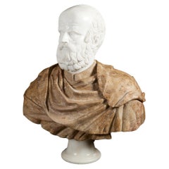 Antique 19th Century Italian Marble Bust of Socrates