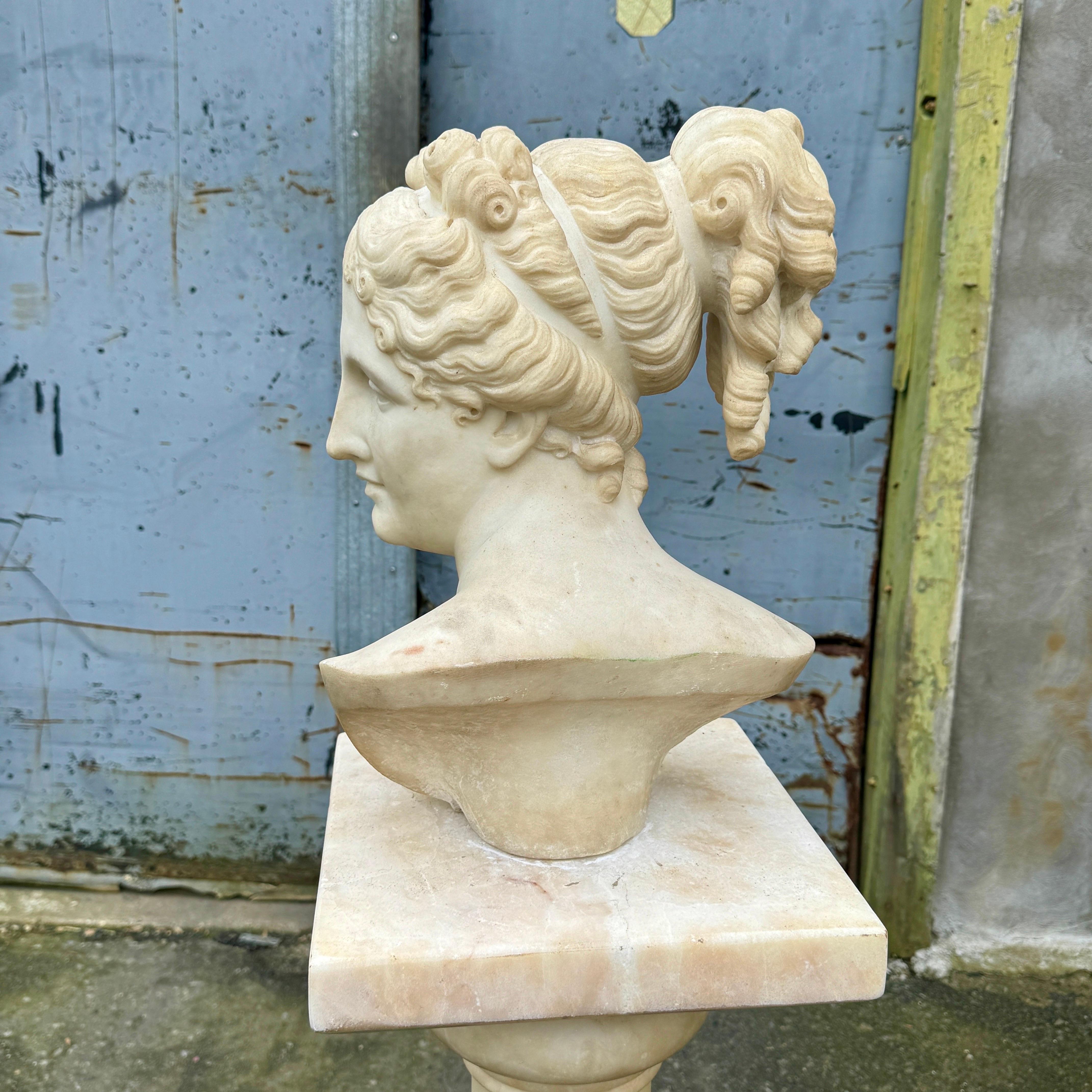19th Century Italian Marble Bust on Column Pedestal Base For Sale 8