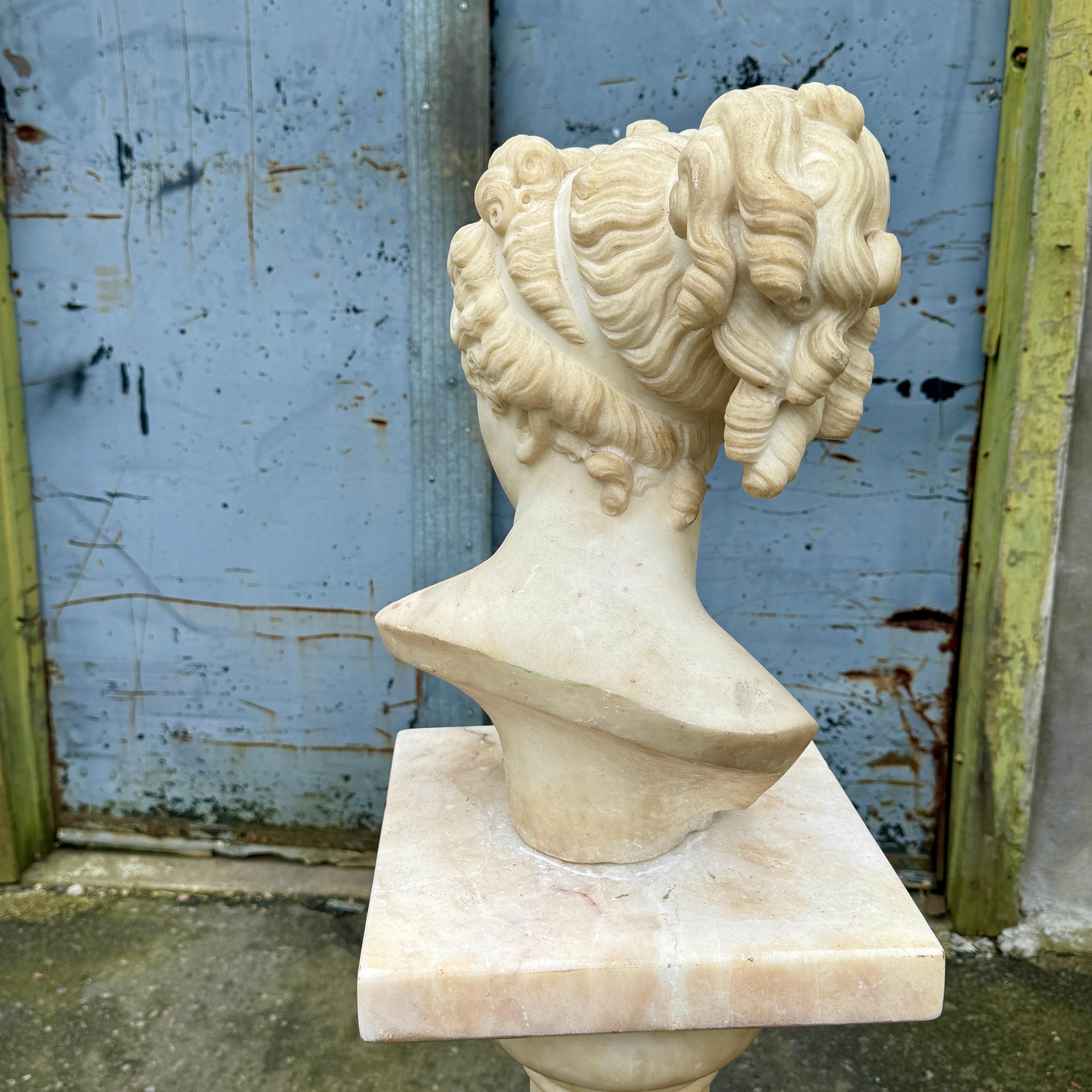 19th Century Italian Marble Bust on Column Pedestal Base For Sale 10