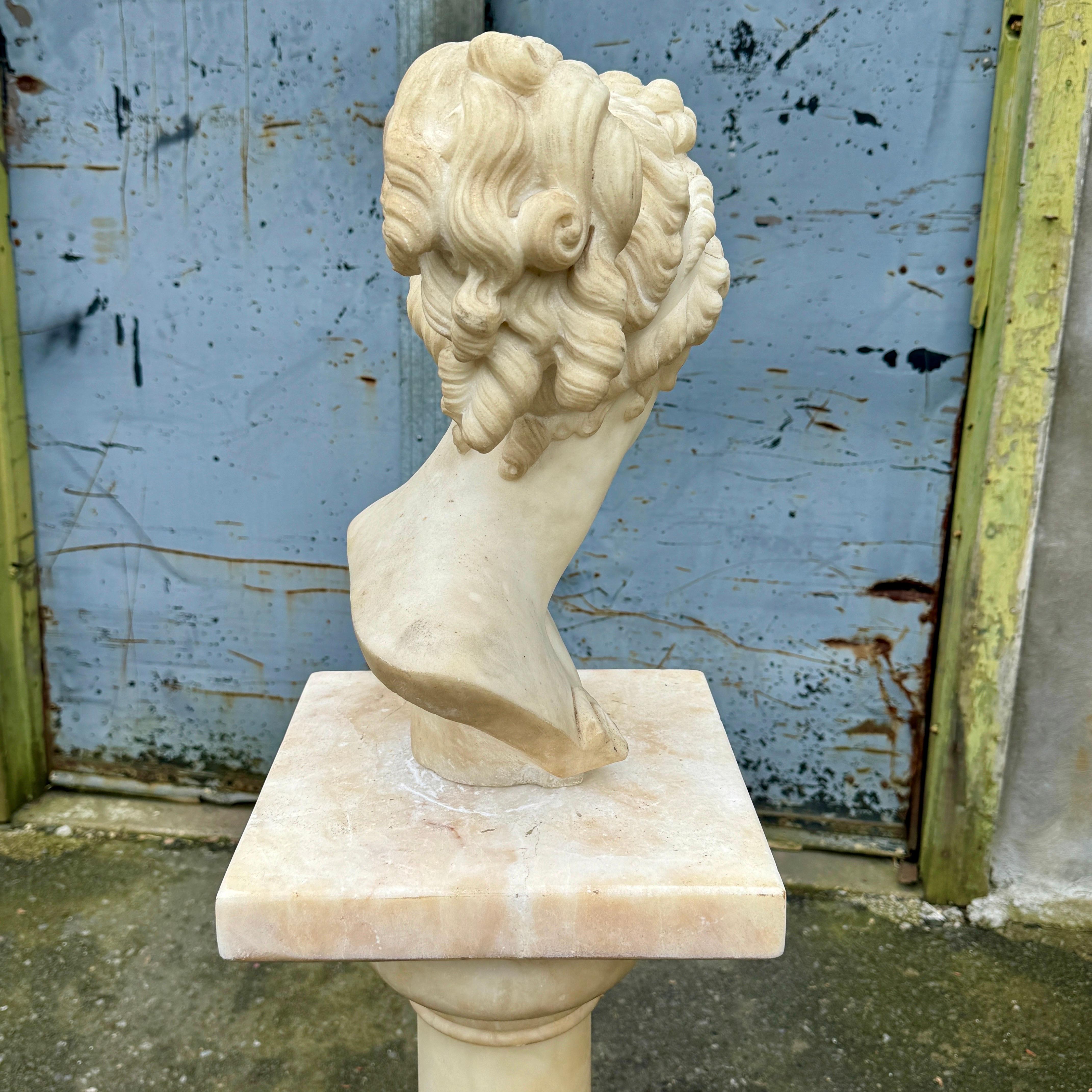 19th Century Italian Marble Bust on Column Pedestal Base For Sale 13