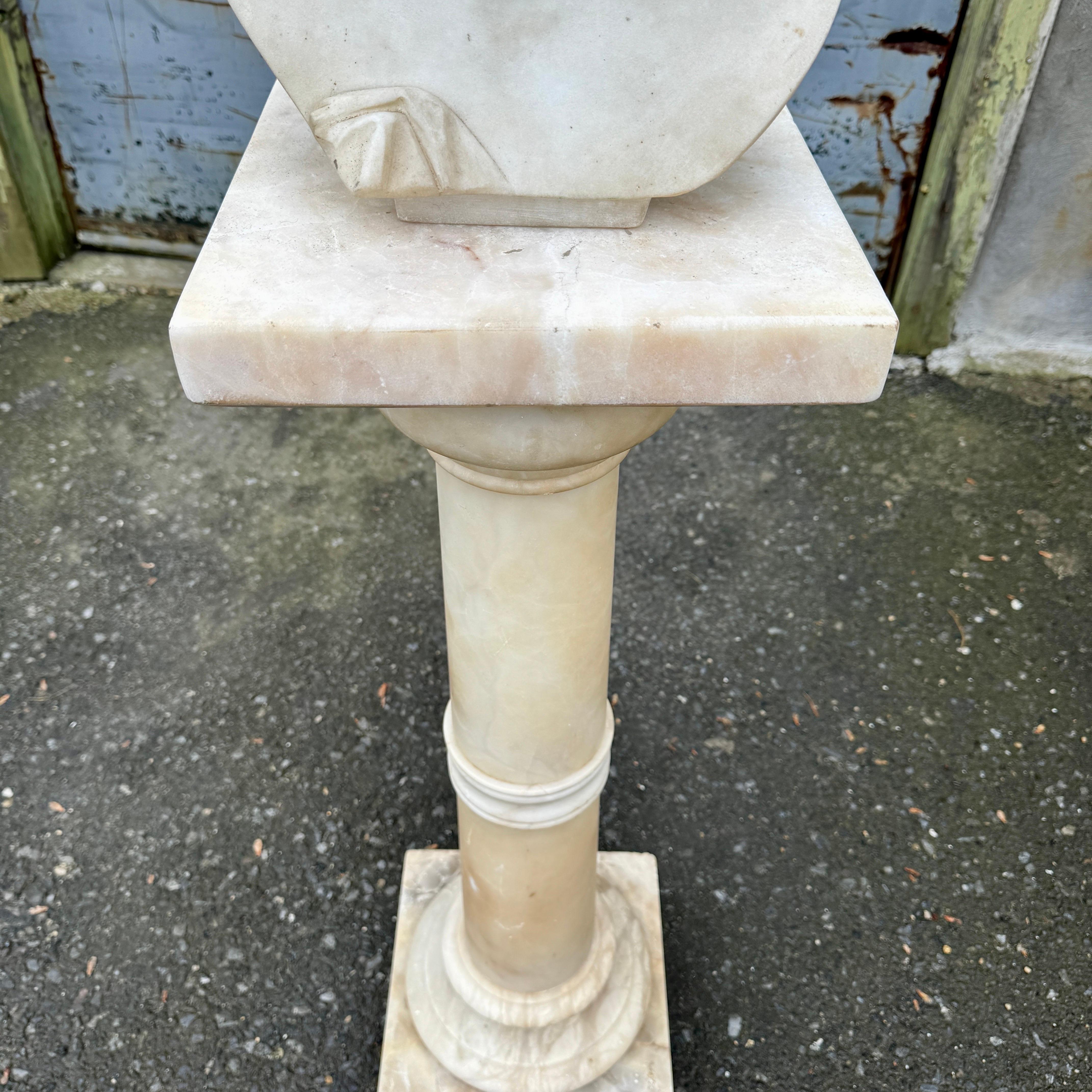 19th Century Italian Marble Bust on Column Pedestal Base In Good Condition For Sale In Haddonfield, NJ