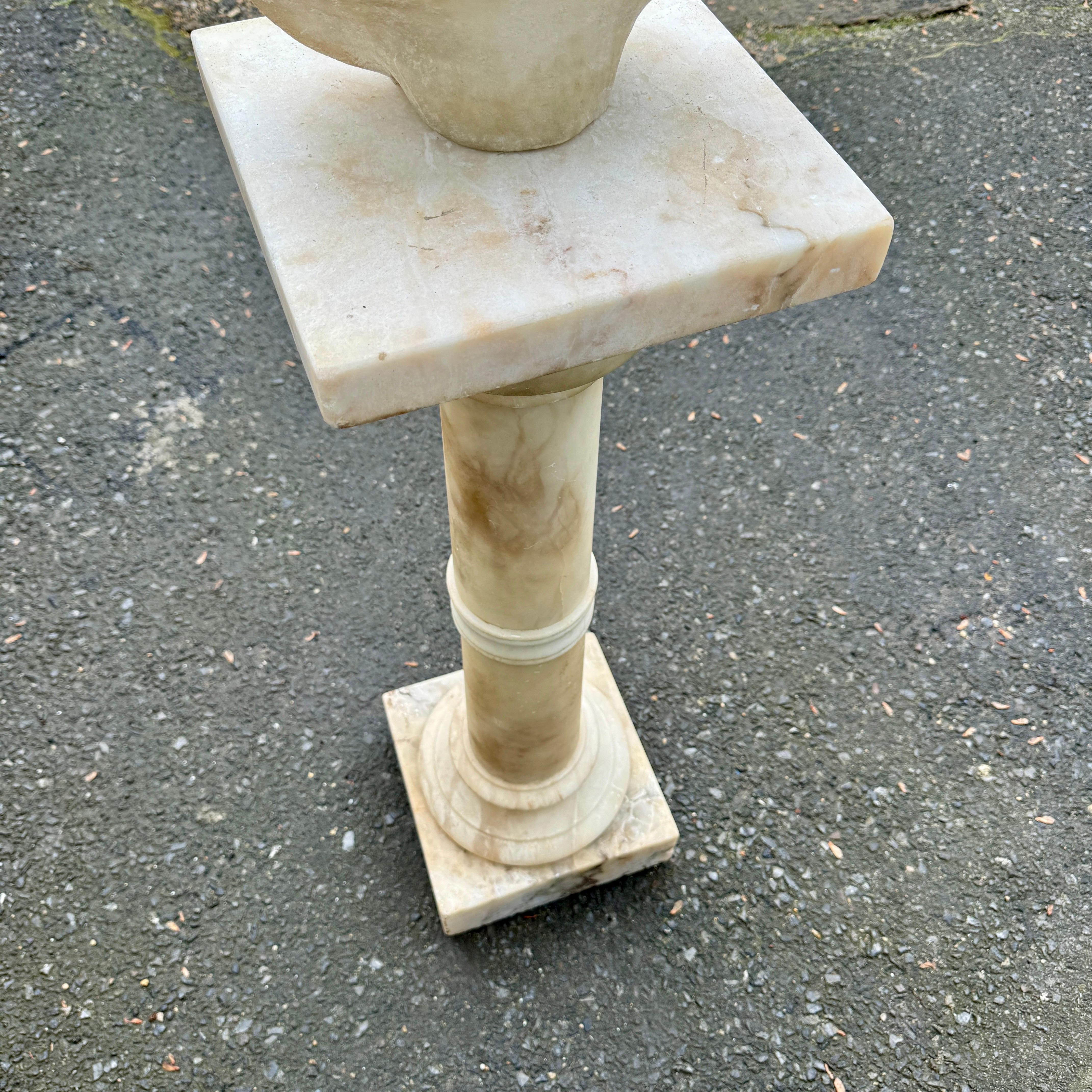 19th Century Italian Marble Bust on Column Pedestal Base For Sale 2