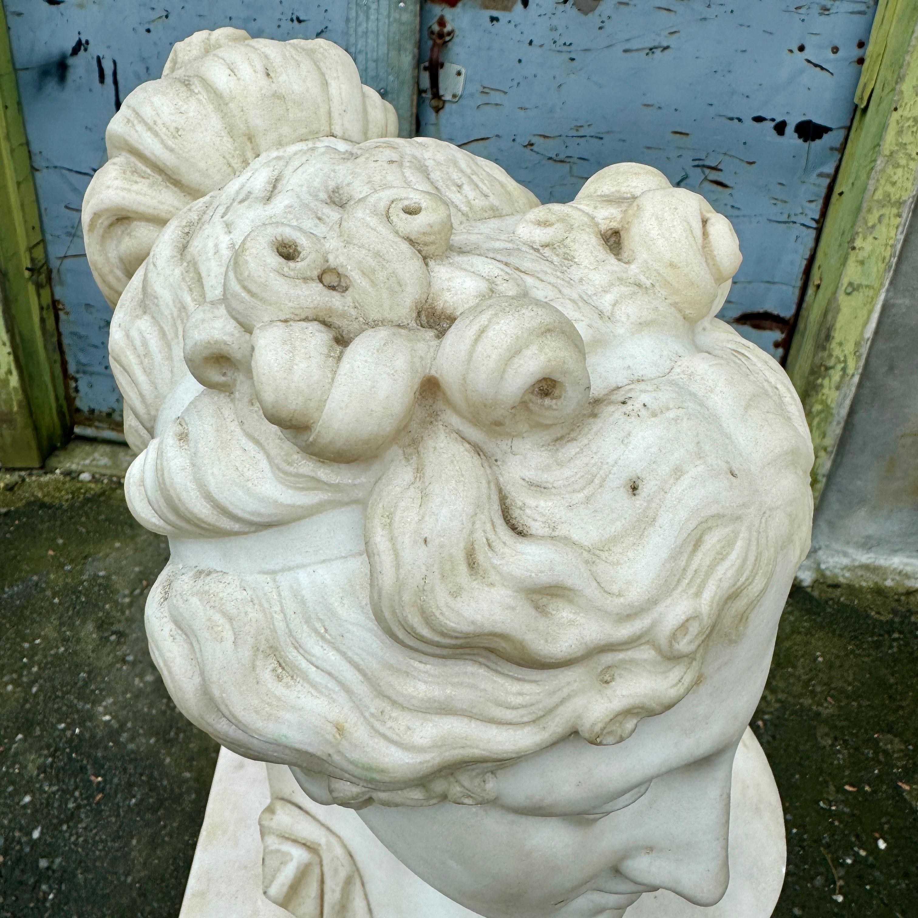 19th Century Italian Marble Bust on Column Pedestal Base For Sale 4