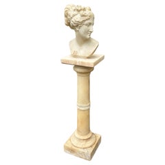 Antique 19th Century Italian Marble Bust on Column Pedestal Base