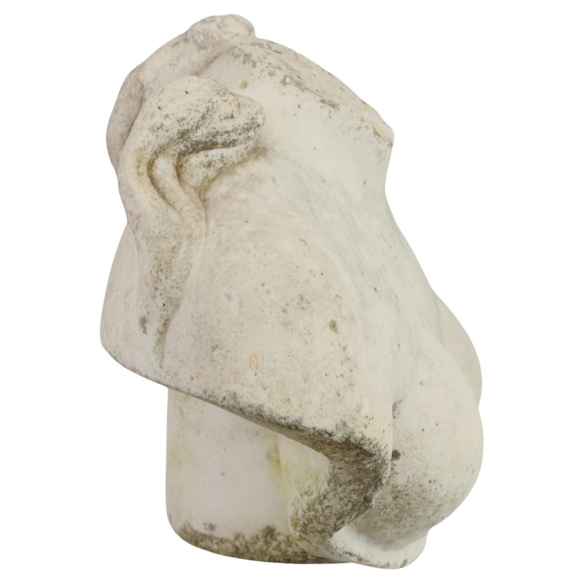 Busto italiano de mármol sin cabeza del siglo XIX. La escultura tiene los hombros de la figura, pero le falta la cabeza, ya sea por daños o desgaste, o como resultado de una elección de diseño artístico. Tema clásico con gran atención al detalle, y