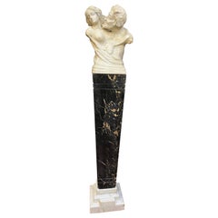 19th Century Italian Marble Carrara Statue Busts Erma Sculptures Portoro 1880