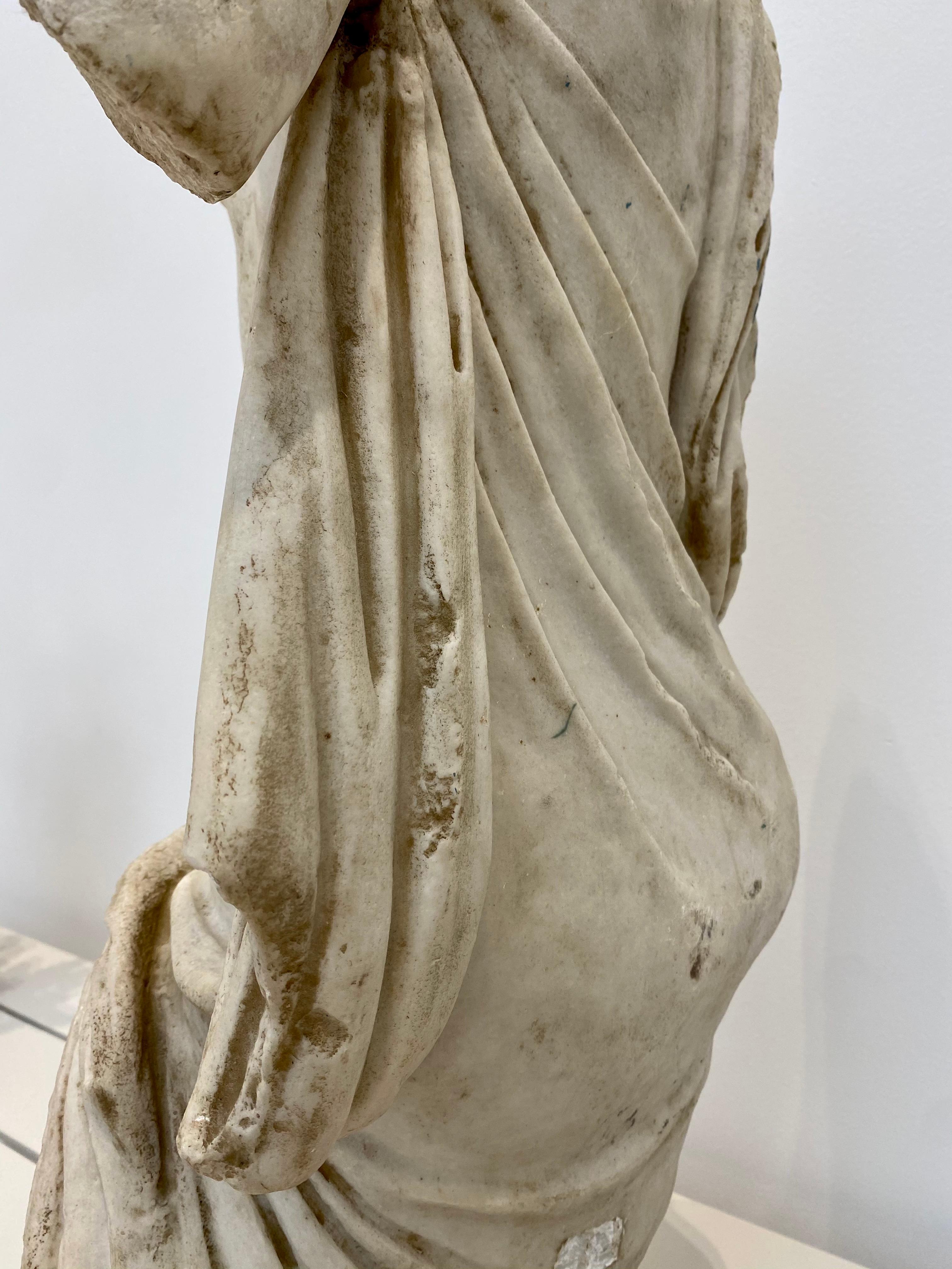 19th Century Italian Marble Female Torso on Steel Museum Mount 1
