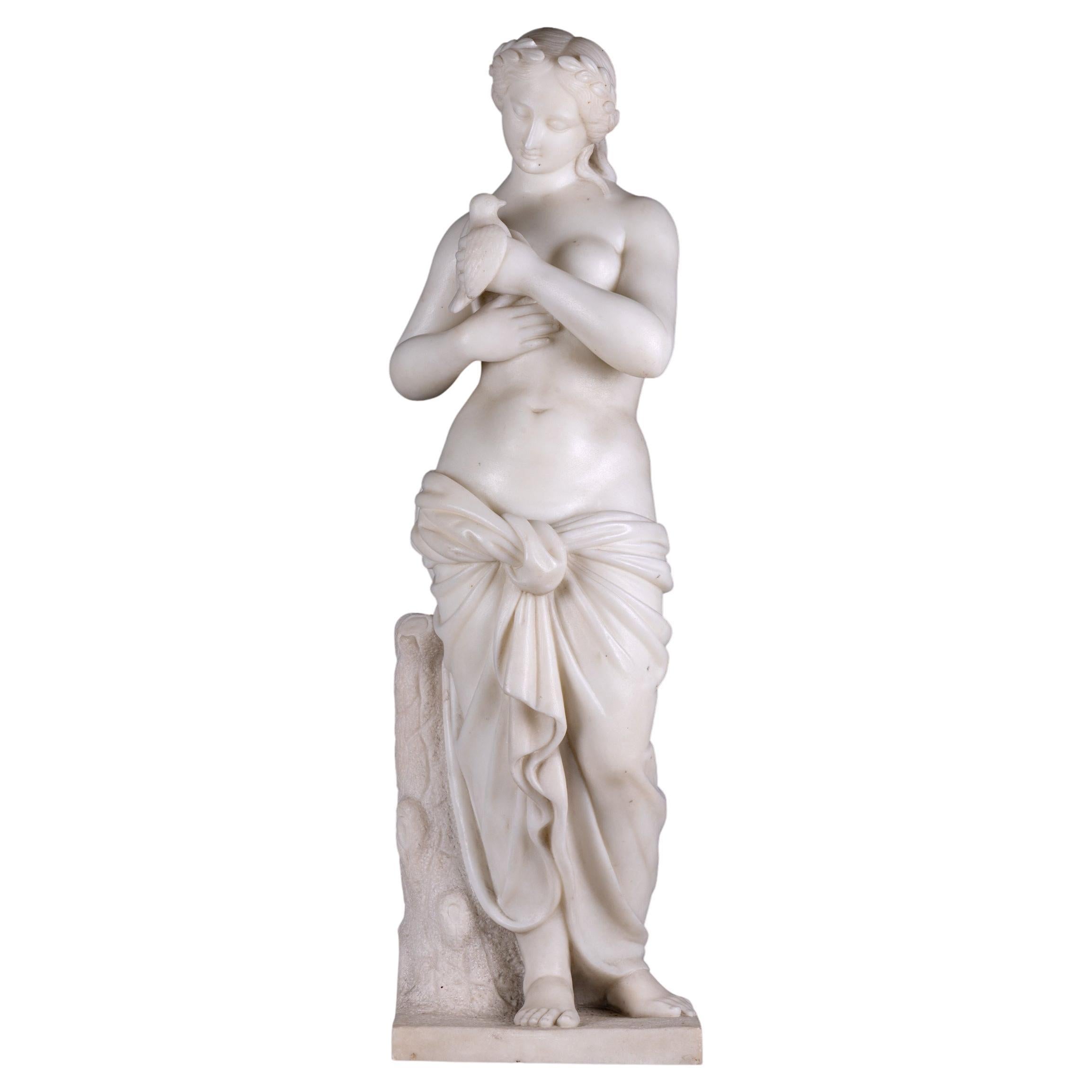 Italienische Marmorfigur eines klassischen weiblichen Aktes aus dem 19. Jahrhundert