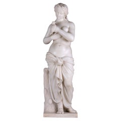 Italienische Marmorfigur eines klassischen weiblichen Aktes aus dem 19. Jahrhundert