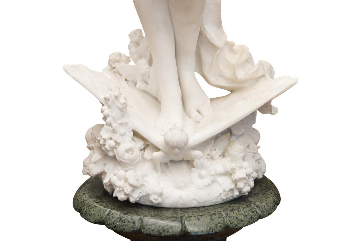 19th Century Italian Marble Figure of a Nymph on a Butterfly A. Batacchi In Excellent Condition In Los Angeles, CA