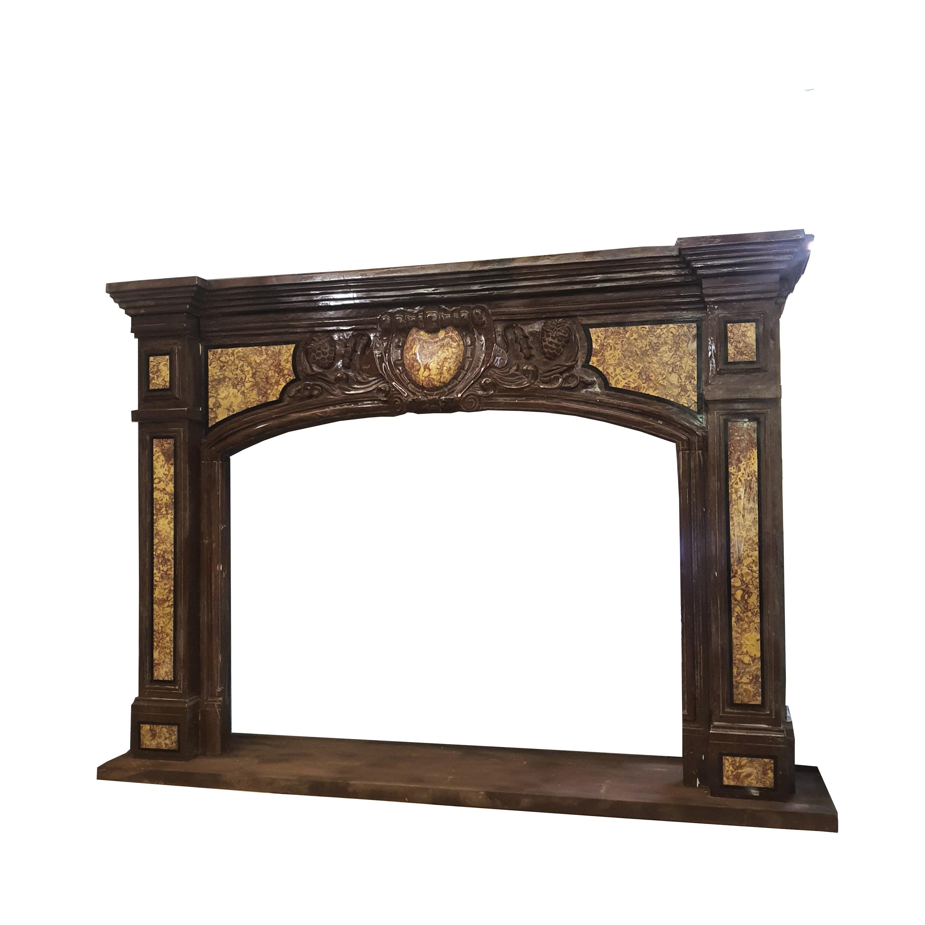 Louis Philippe 19th Century, Italian Marble Fireplace, Brocatelle from Spain For Sale