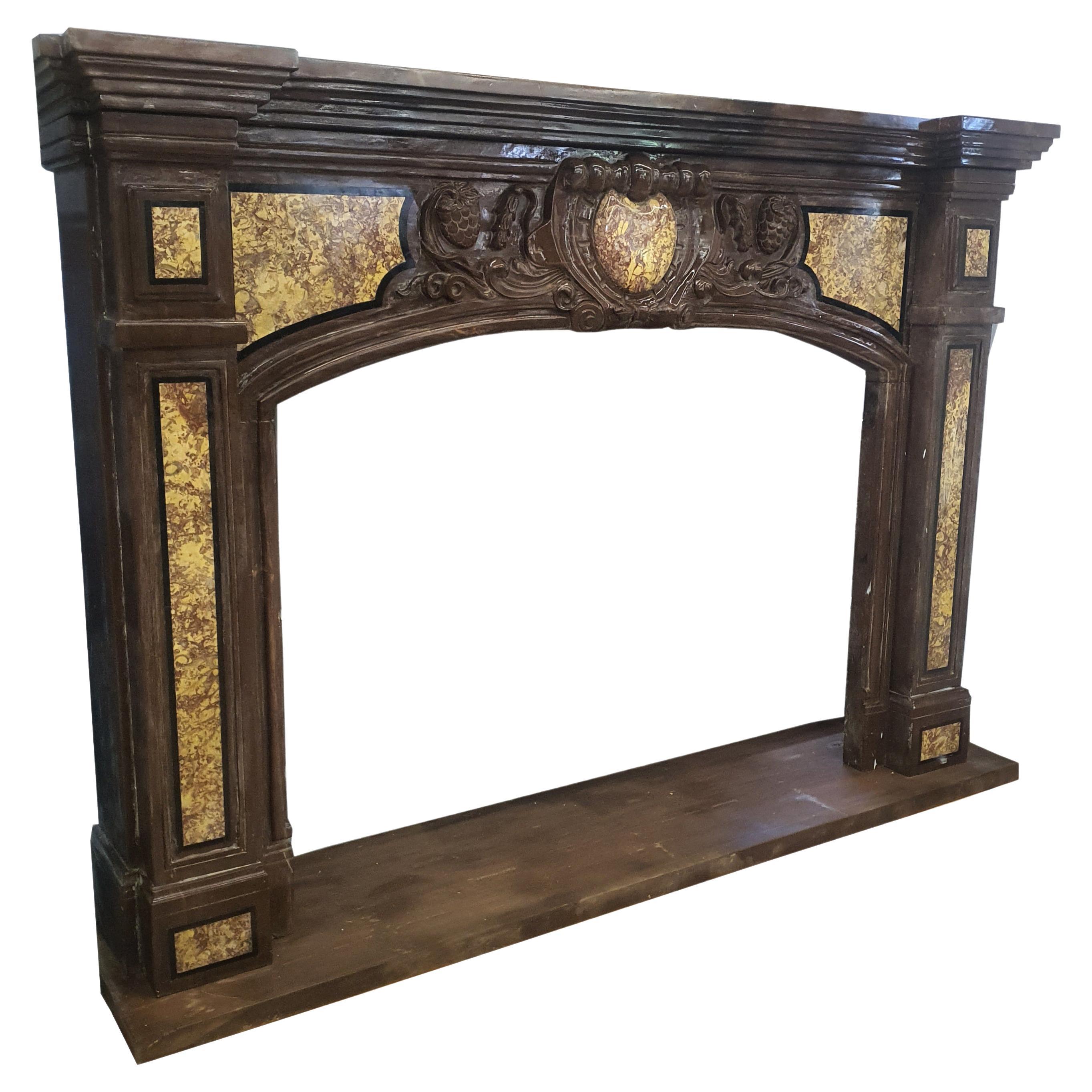 19th Century, Italian Marble Fireplace, Brocatelle from Spain