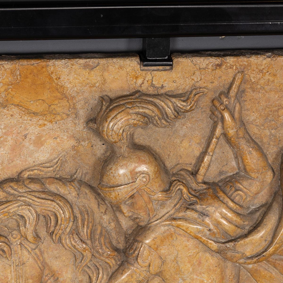 Grand Tour 19th Century Italian Marble Plaque of George Slaying the Dragon, C.1870 For Sale