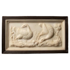 19th-Century Italian Marble Relief: Majestic Bustards in Exquisite Detail