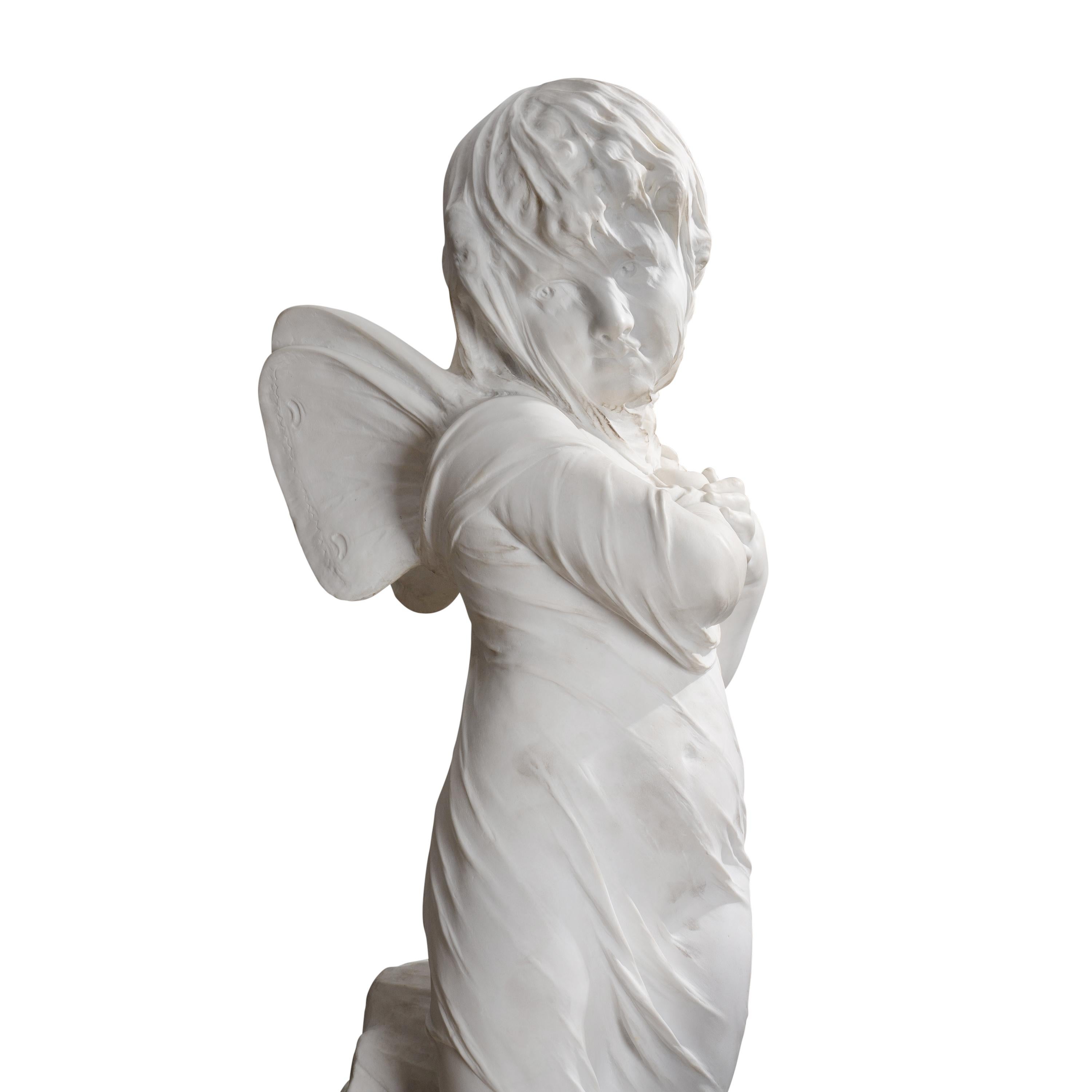 19th Century Italian Marble Sculpture of Cupid Veiled by Orazio Andreoni  In Excellent Condition For Sale In Los Angeles, CA
