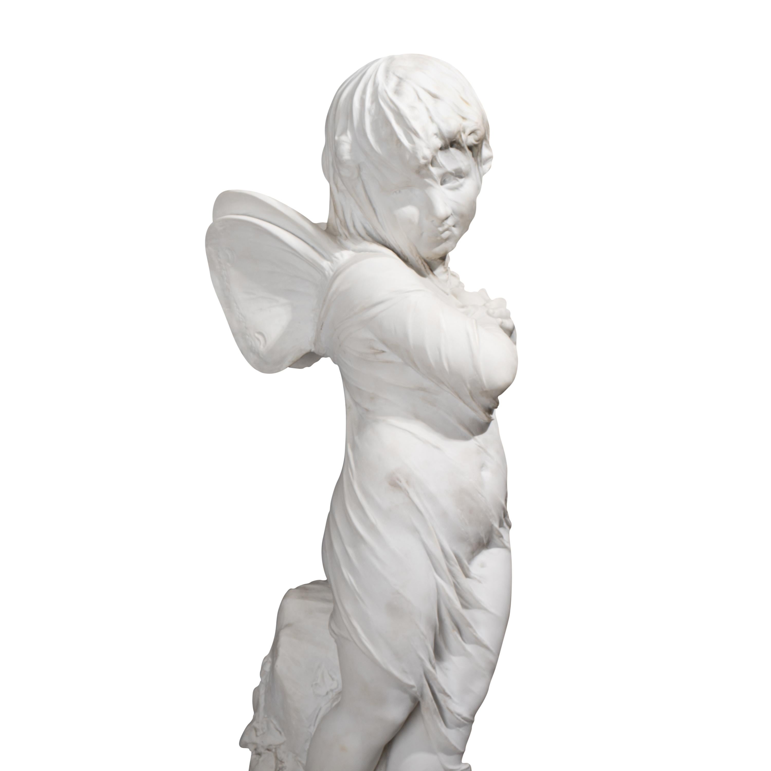 19th Century Italian Marble Sculpture of Cupid Veiled by Orazio Andreoni  For Sale 1