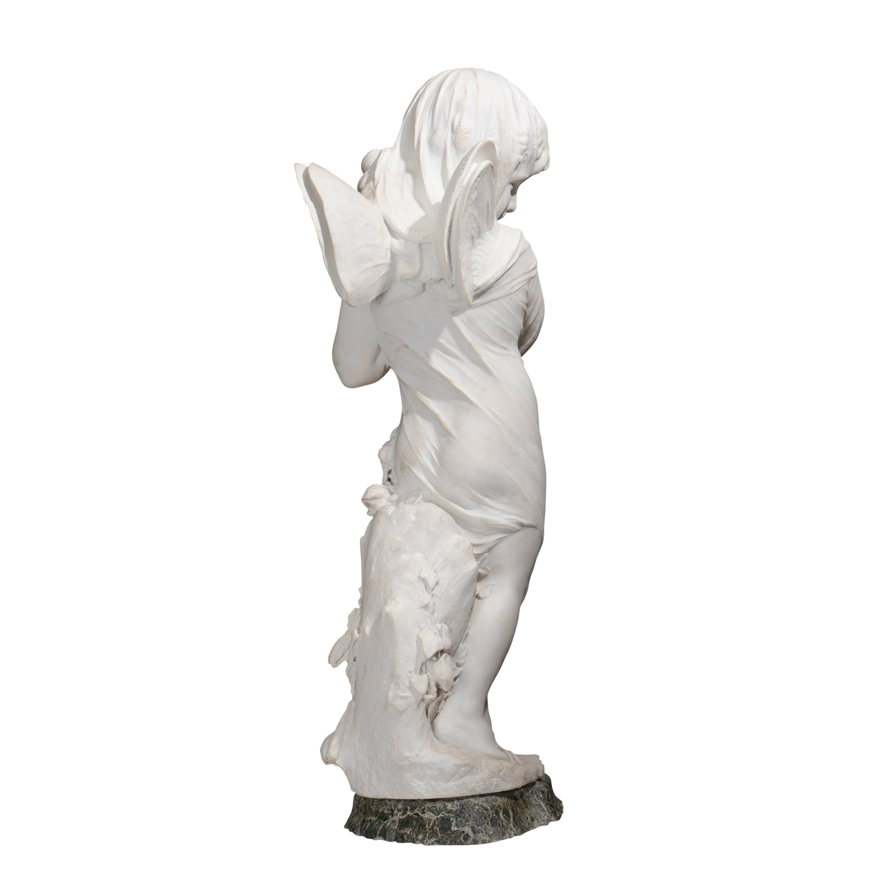 19th Century Italian Marble Sculpture of Cupid Veiled by Orazio Andreoni  For Sale 3