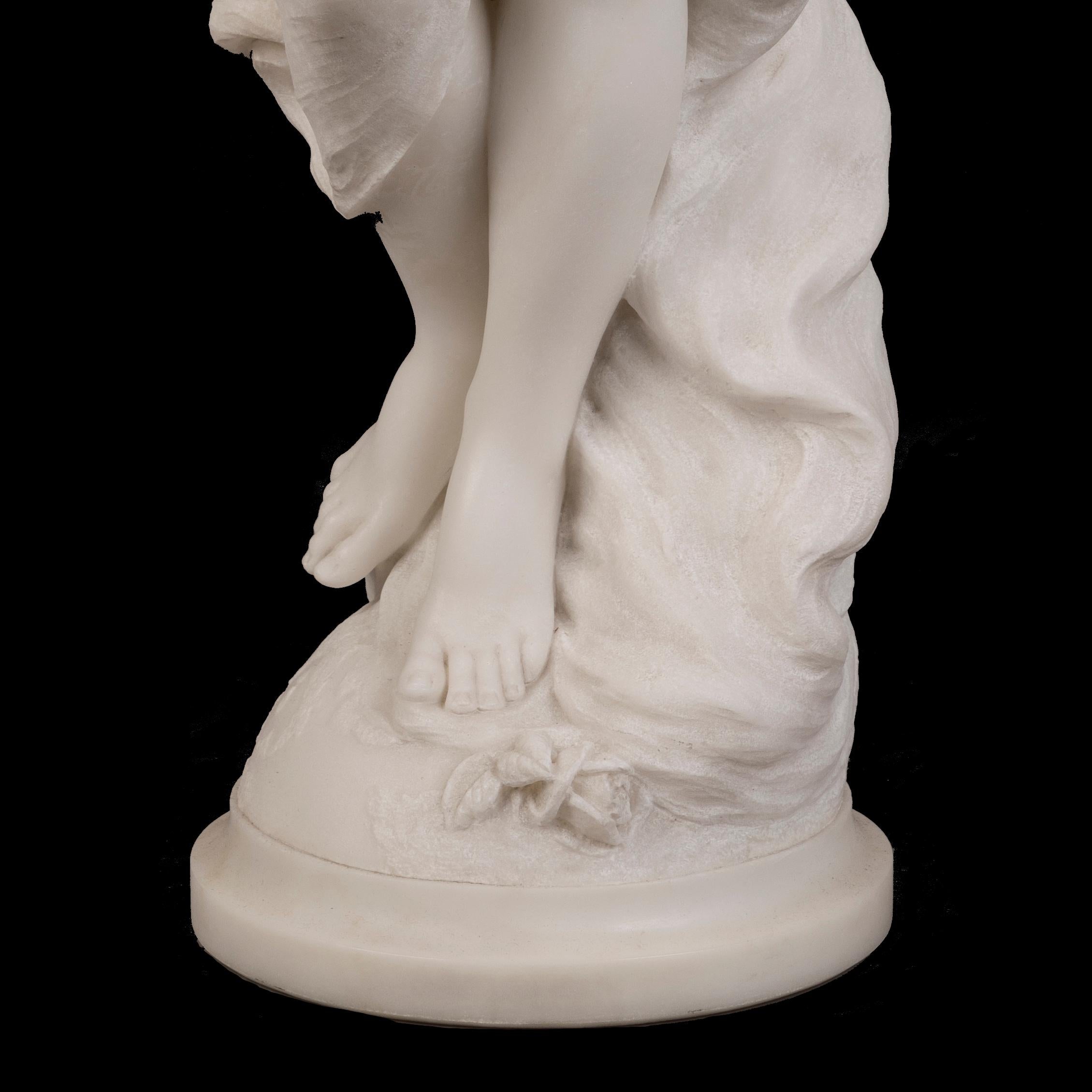 Carrara Marble 19th Century Italian Marble Sculpture of the Goddess Flora by Ernesto Gazzeri For Sale