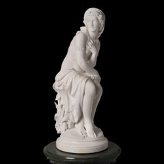 Escultura italiana del siglo XIX en mármol sobre pedestal, representando a Susana, obra de Achille Bianchi