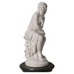 Italienische Marmorskulptur aus dem 19. Jahrhundert auf Sockel, darstellend Susanna, von Achille Bianchi
