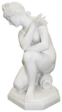 Italian Marble Statue of ' Crouching Venus', late C20th