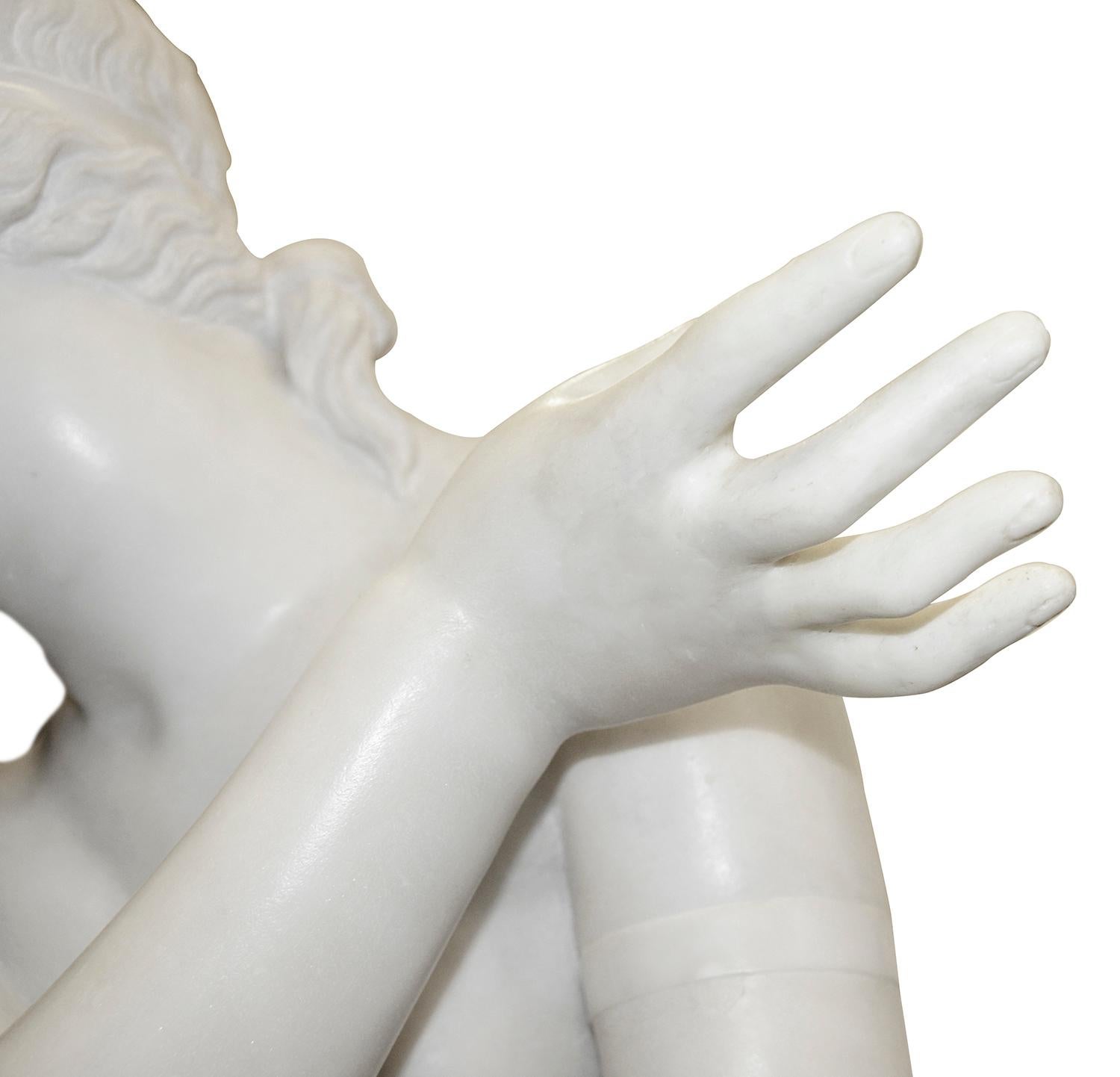 Classical Greek 19th Century Italian Marble Statue of ' Crouching Venus' For Sale