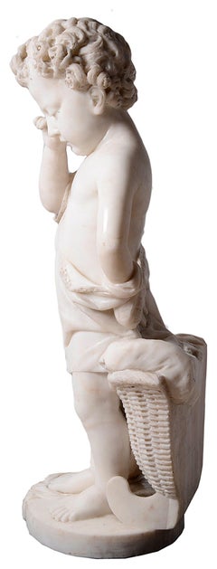 19th Century Italian Marble Statue of Crying Child