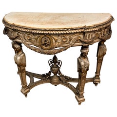 19th Century Italian Marble-Top Console Table