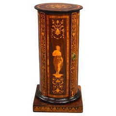 19th Century Italian Marquetry Inlaid Cylindrical Pot Cupboard