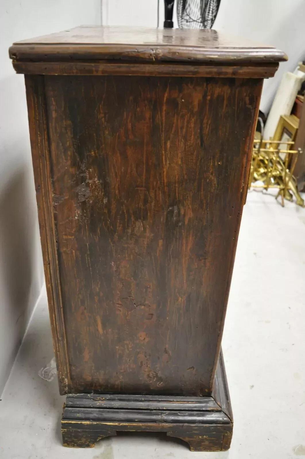 19th Century Italian Marquetry Inlay Walnut 3 Drawer Commode Chest Nightstand For Sale 5