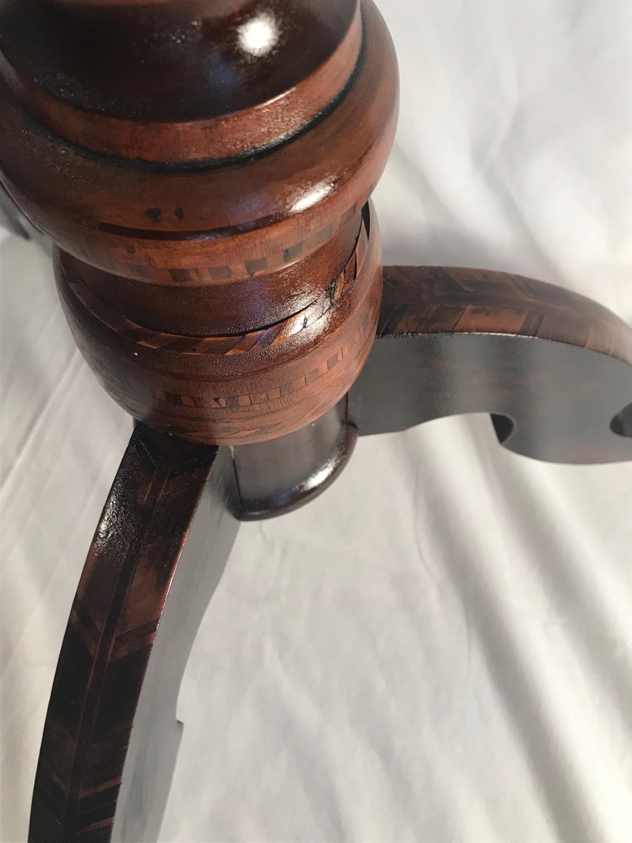 19th Century Italian Marquetry Pedestal Center Table 5