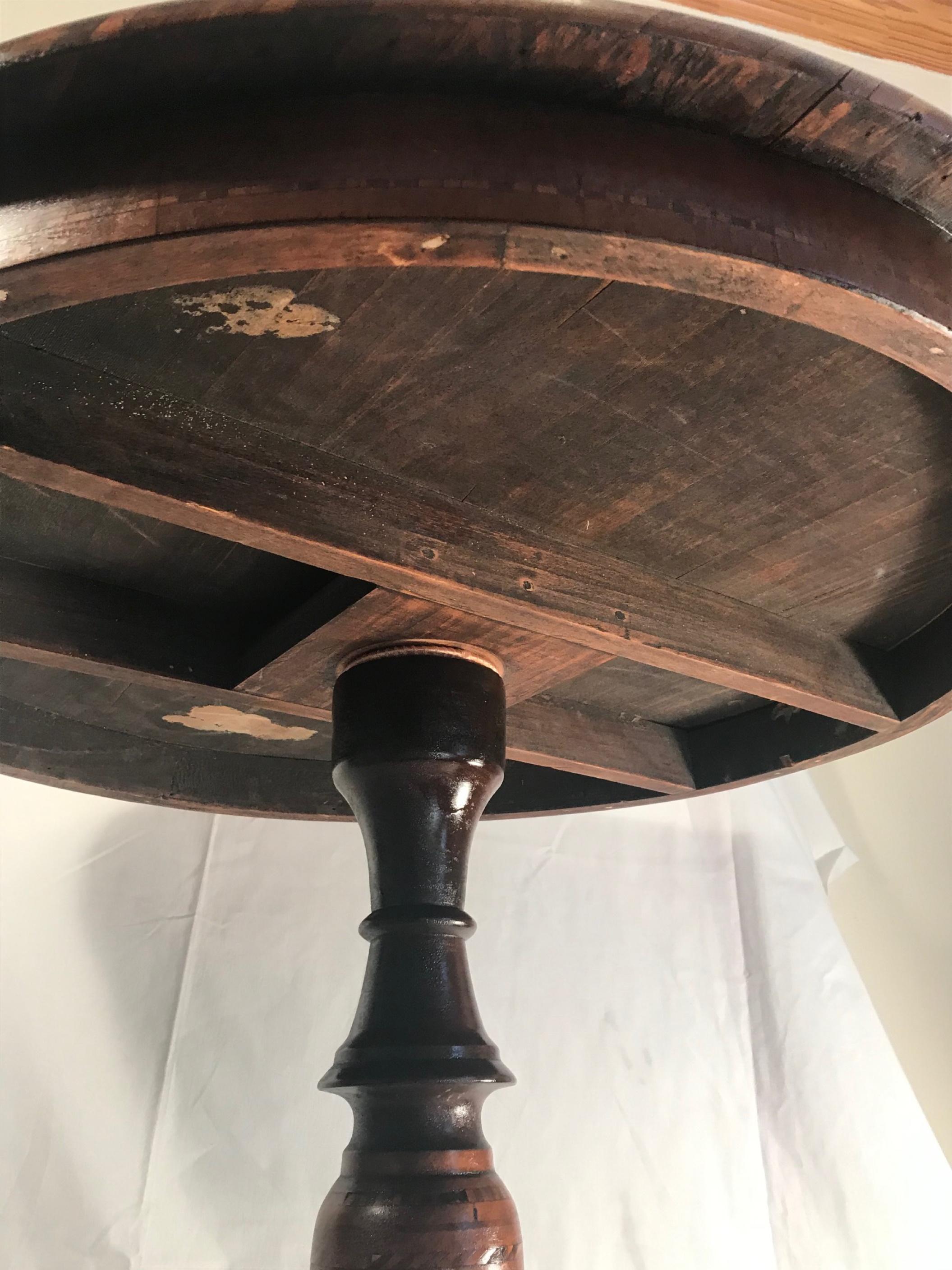 19th Century Italian Marquetry Pedestal Center Table 11