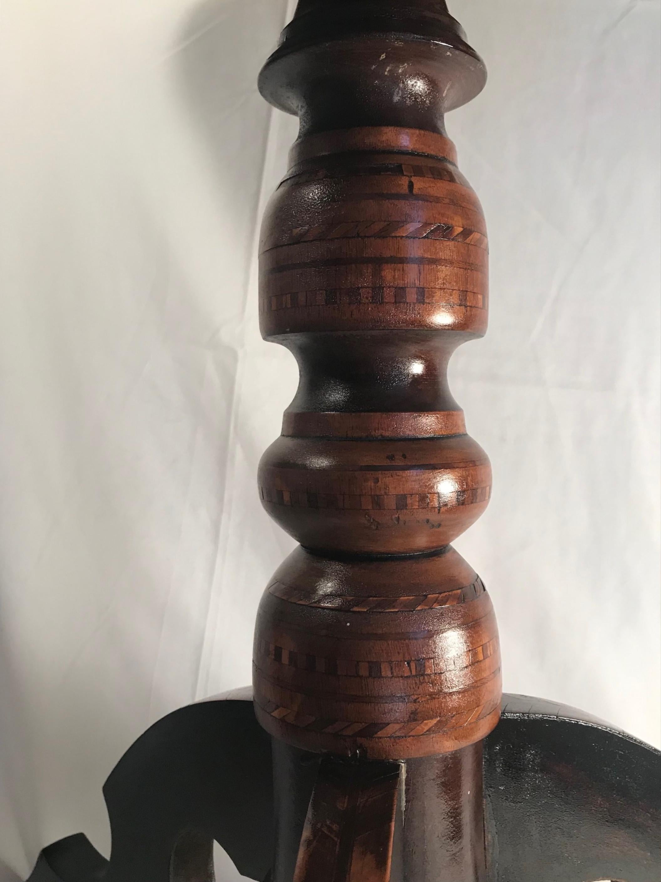 Satinwood 19th Century Italian Marquetry Pedestal Center Table
