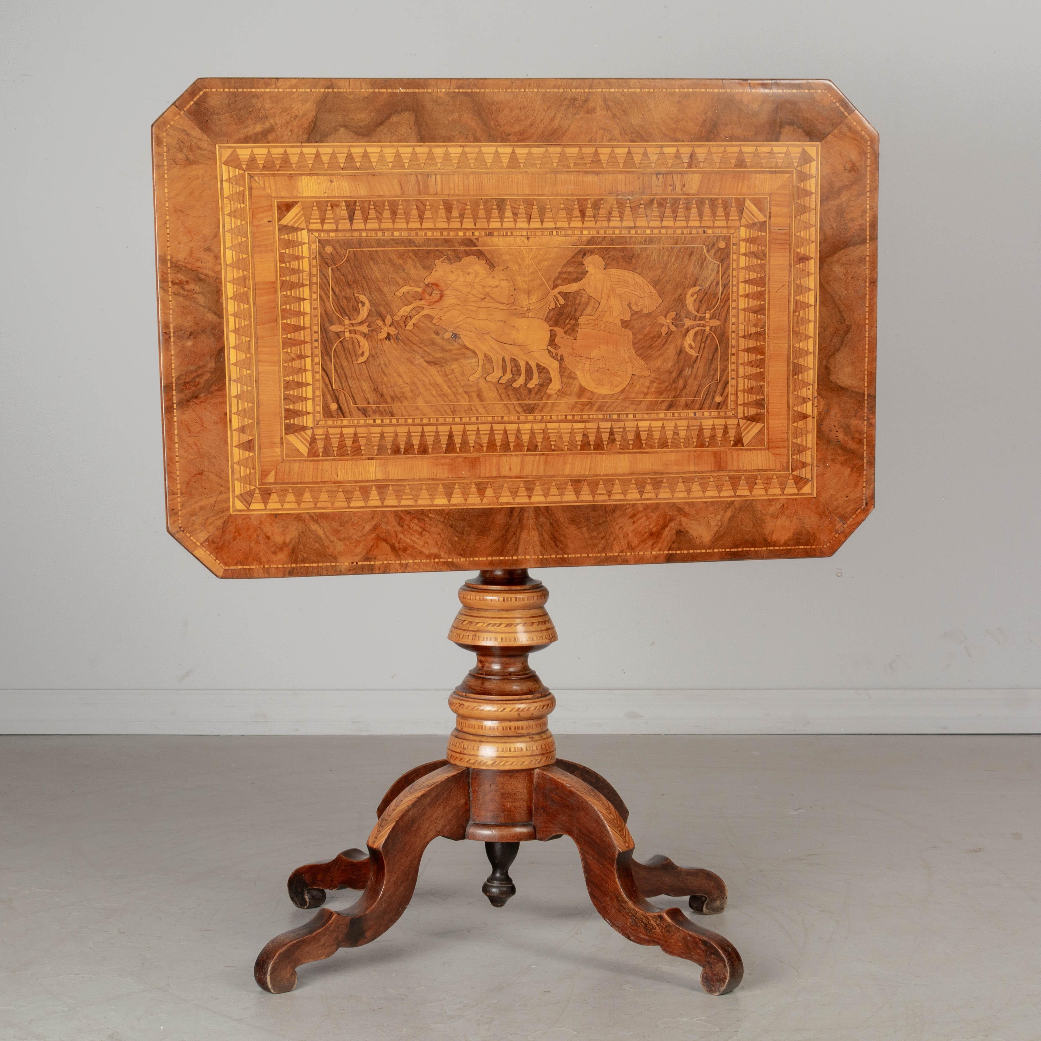 Neoclassical 19th Century Italian Marquetry Tilt-Top Center Table For Sale