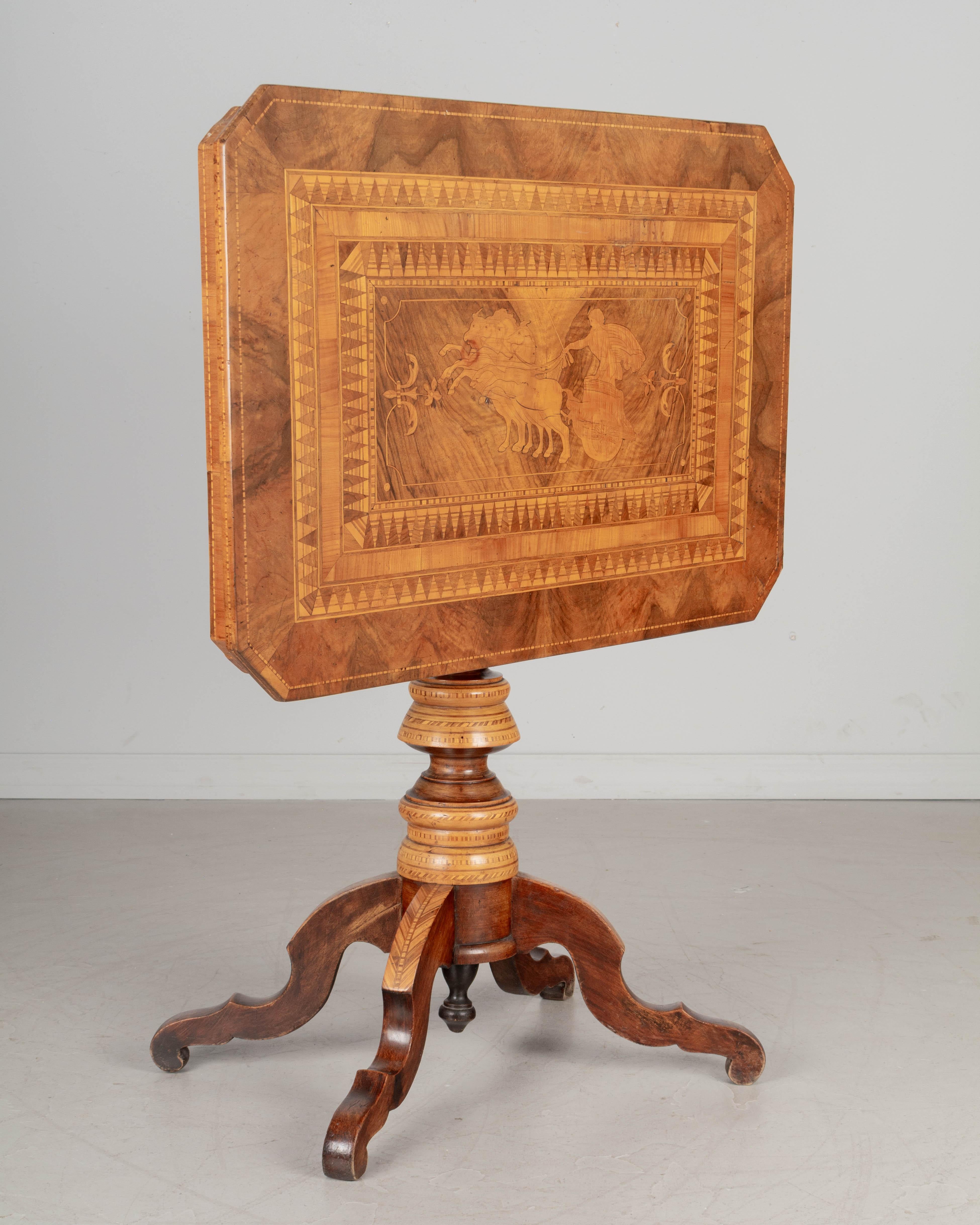 19th Century Italian Marquetry Tilt-Top Center Table In Good Condition For Sale In Winter Park, FL