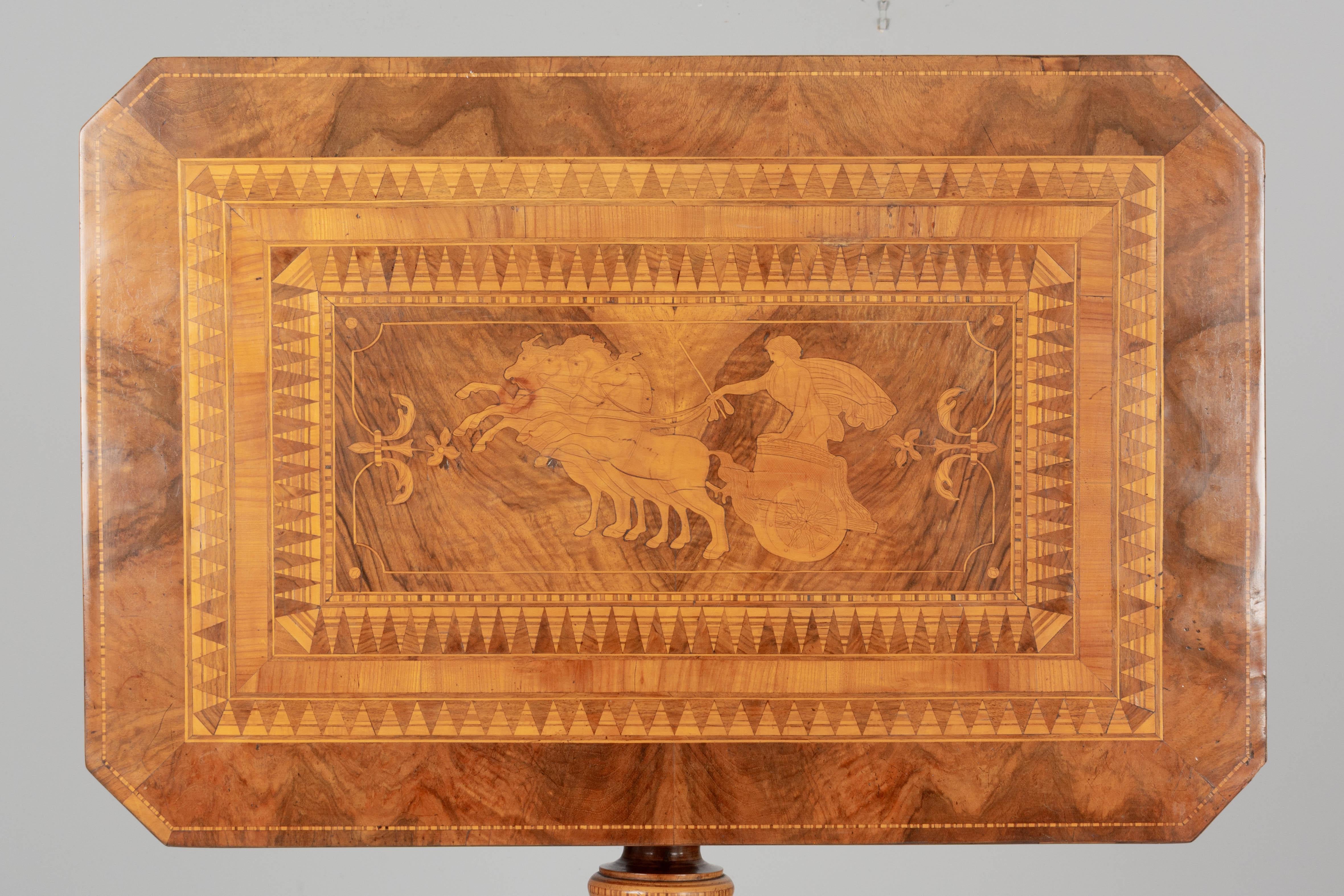 19th Century Italian Marquetry Tilt-Top Center Table For Sale 3