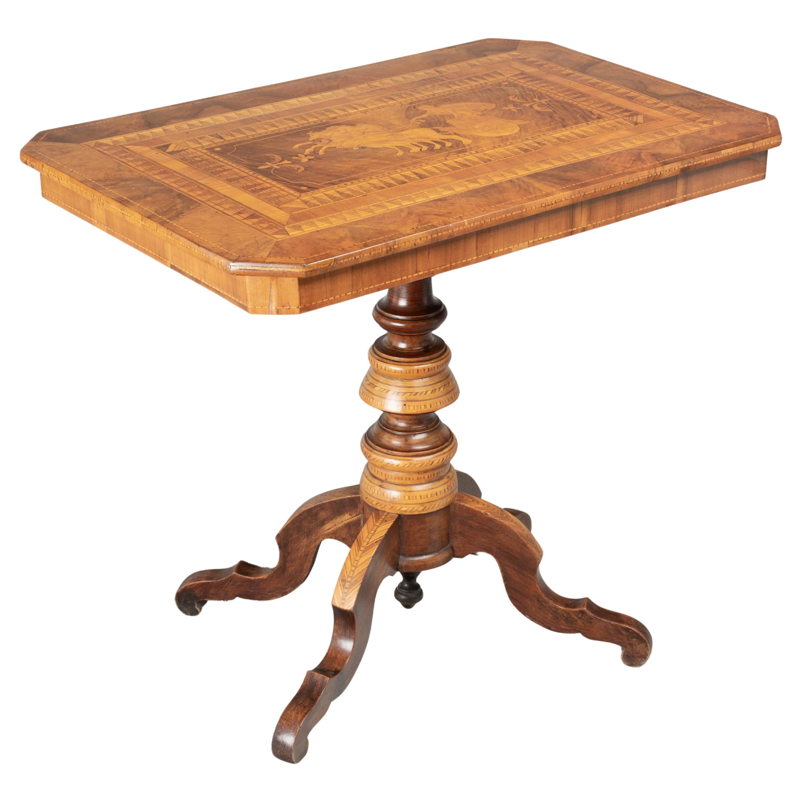 19th Century Italian Marquetry Tilt-Top Center Table For Sale