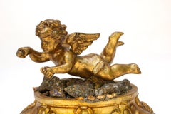 19th Century Italian Mecca Angel on Chalcopyrite with Baroque Pearls