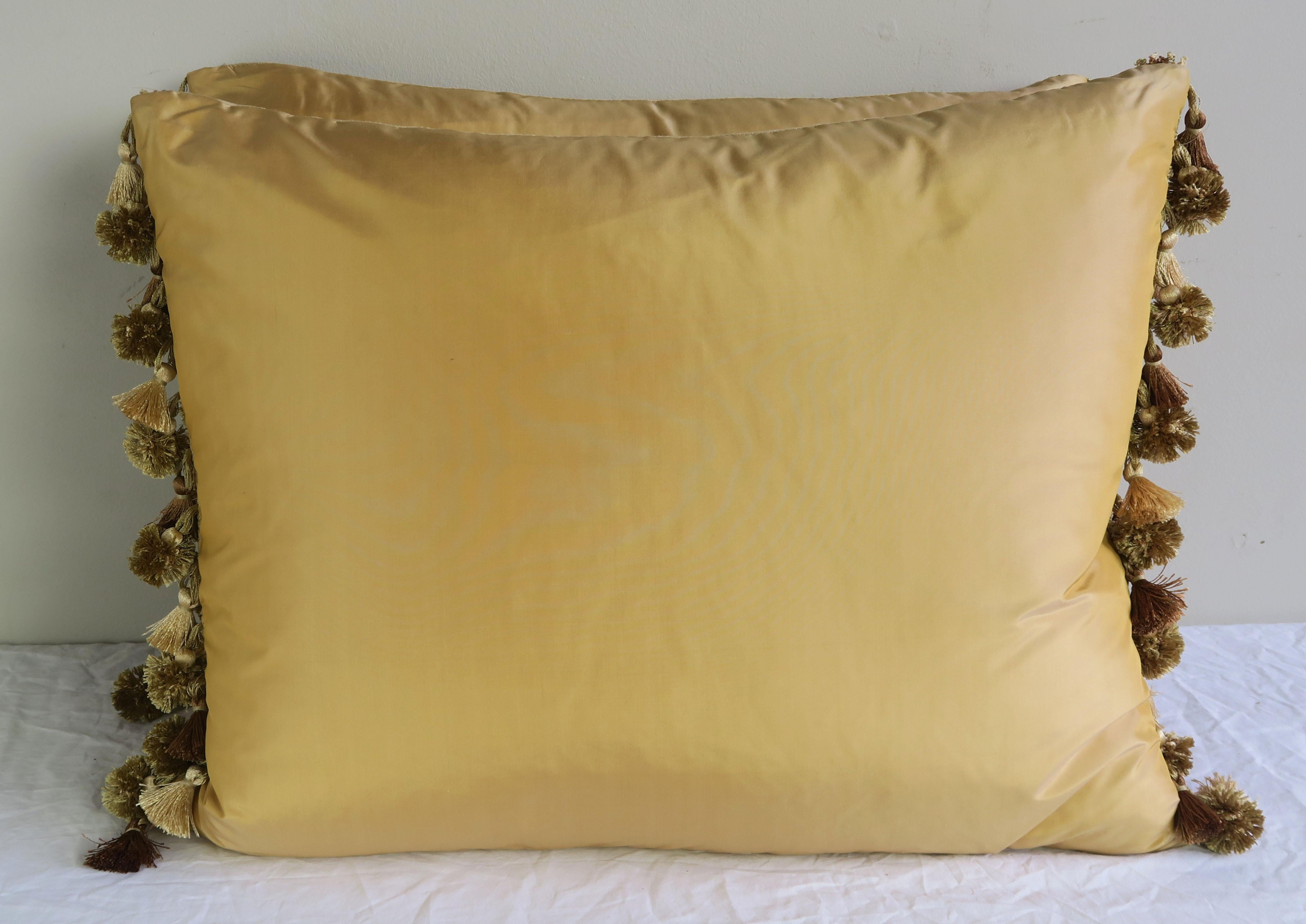 Contemporary 19th Century Italian Metallic Appliqued Velvet Pillows, Pair