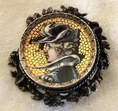 19th-century Italian Micro Mosaic Brooch