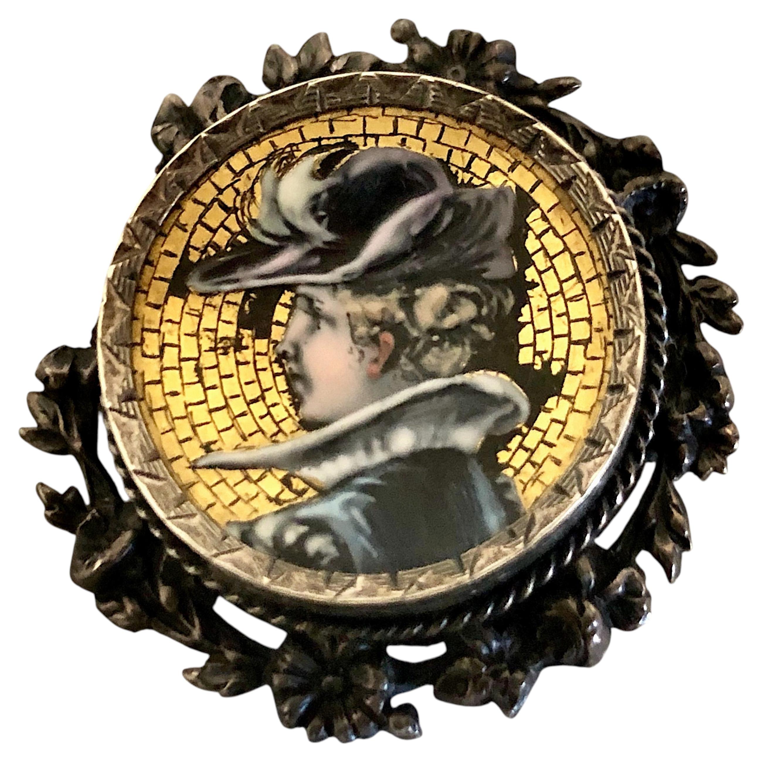 19th-century Italian Micro Mosaic Brooch
