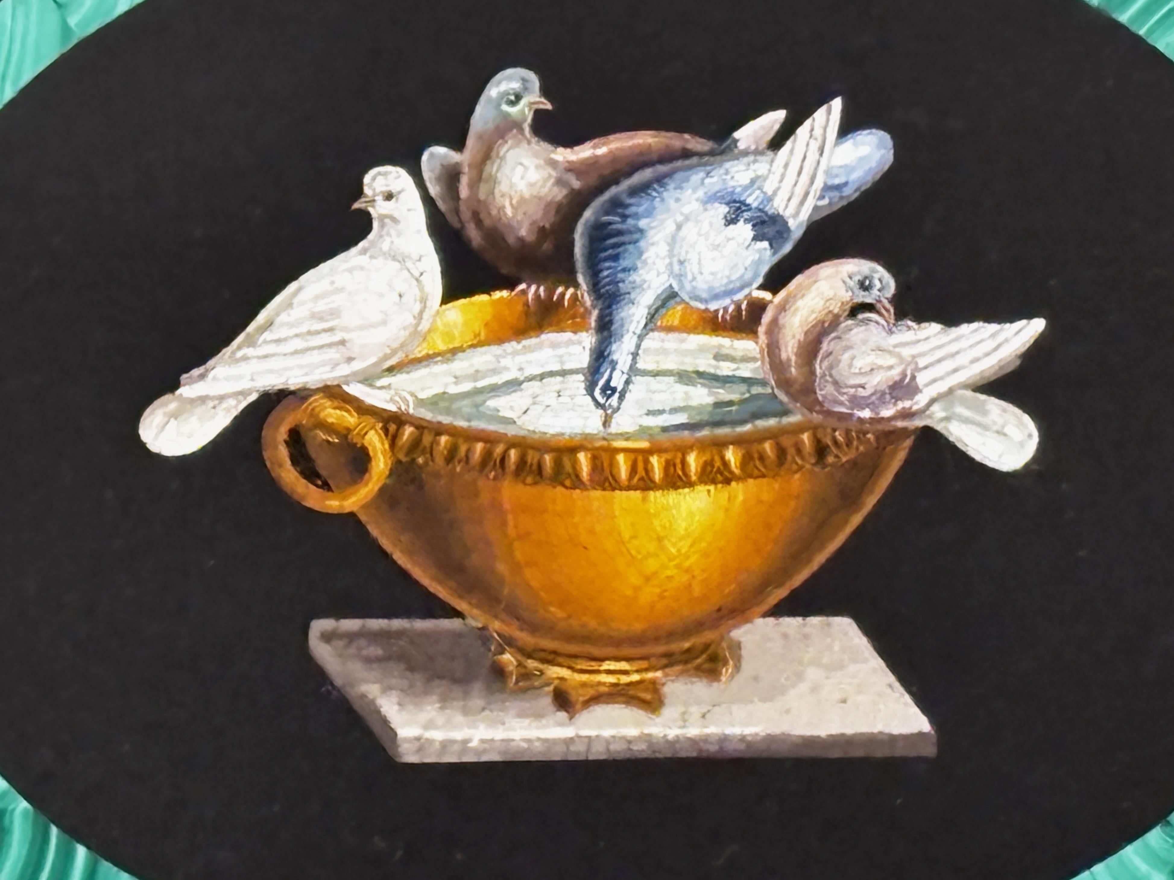 19. Jahrhundert Italienisch Mikro Mosaik Grand Tour Briefbeschwerer The Doves Of Pliny im Angebot 2