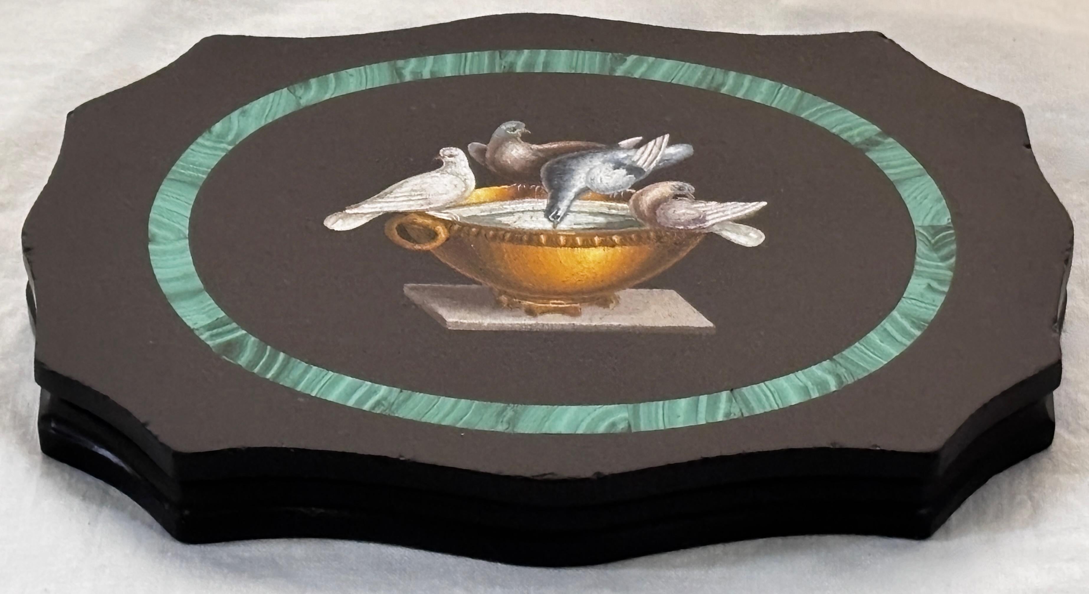 19. Jahrhundert Italienisch Mikro Mosaik Grand Tour Briefbeschwerer The Doves Of Pliny im Angebot 3
