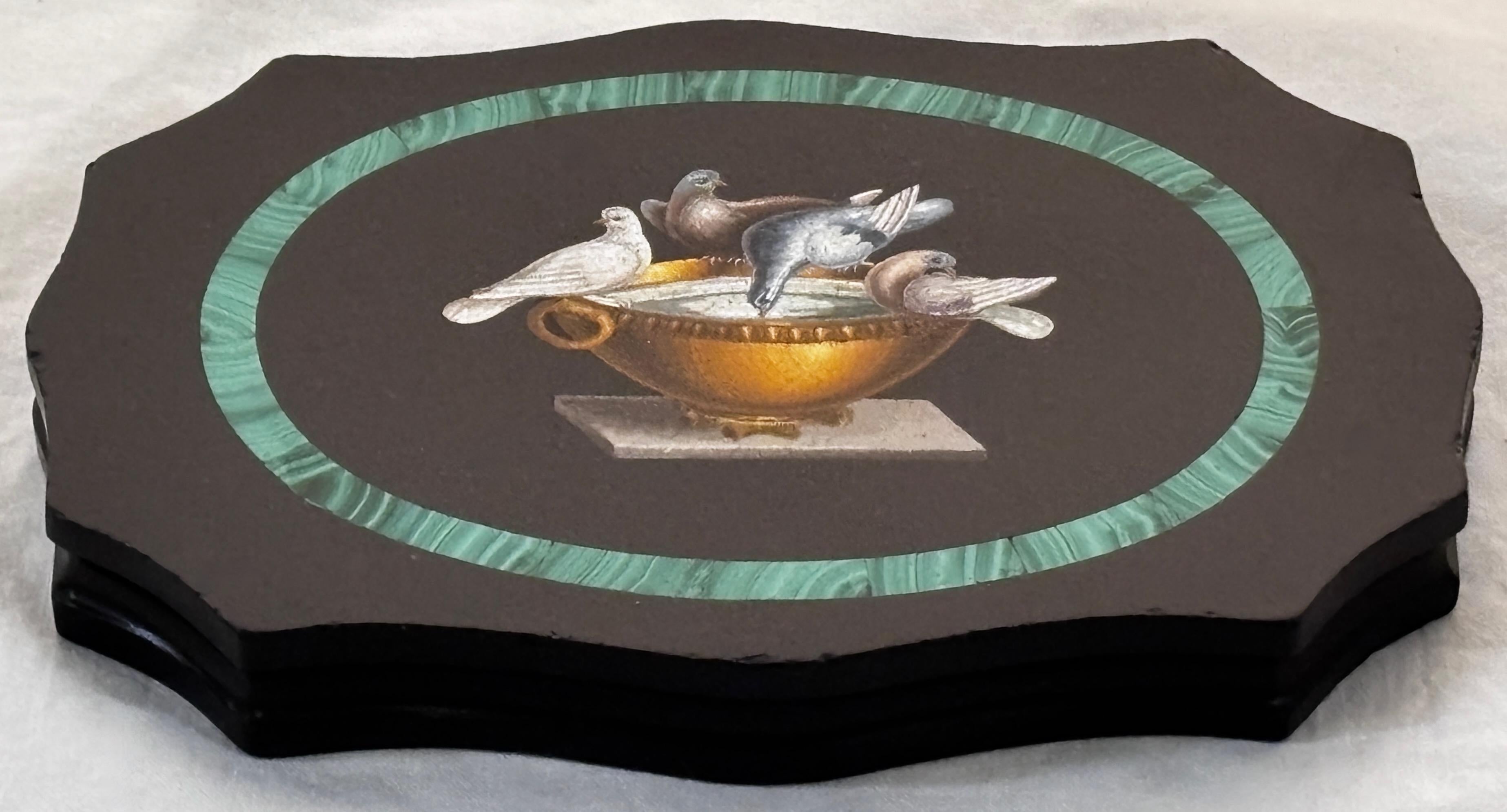 19. Jahrhundert Italienisch Mikro Mosaik Grand Tour Briefbeschwerer The Doves Of Pliny im Angebot 3