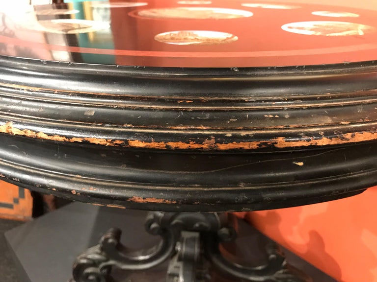 19th Century Italian Micro Mosaic Round Center Table with Ebonized Carved Base For Sale 6