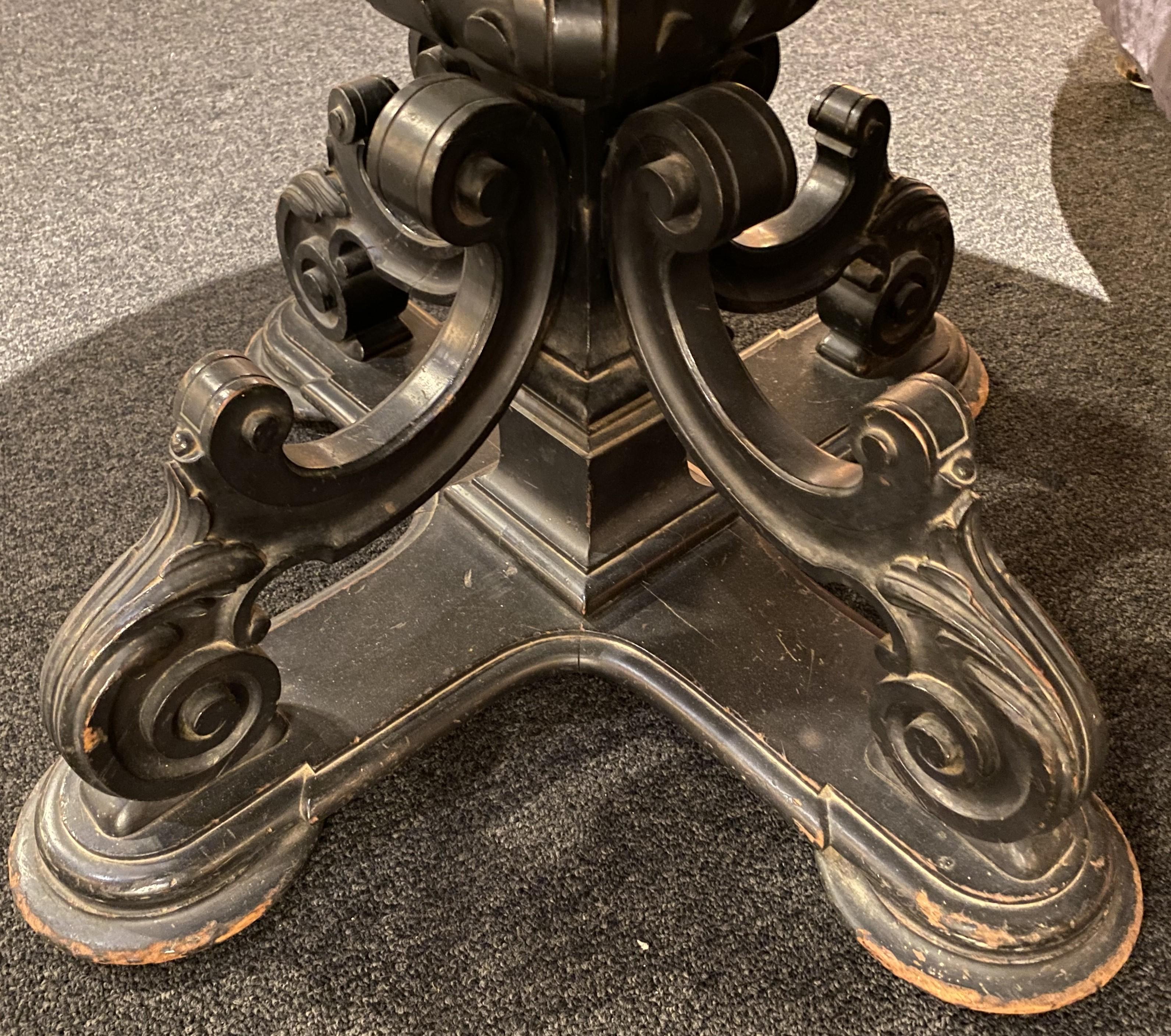 19th Century Italian Micro Mosaic Round Center Table with Ebonized Carved Base For Sale 10